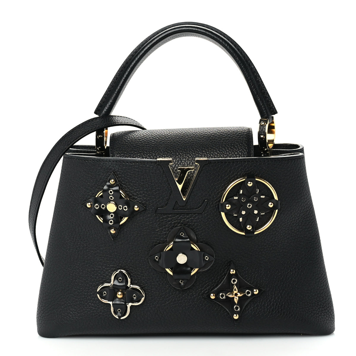 Taurillon Metallic Flowers Capucines PM Black