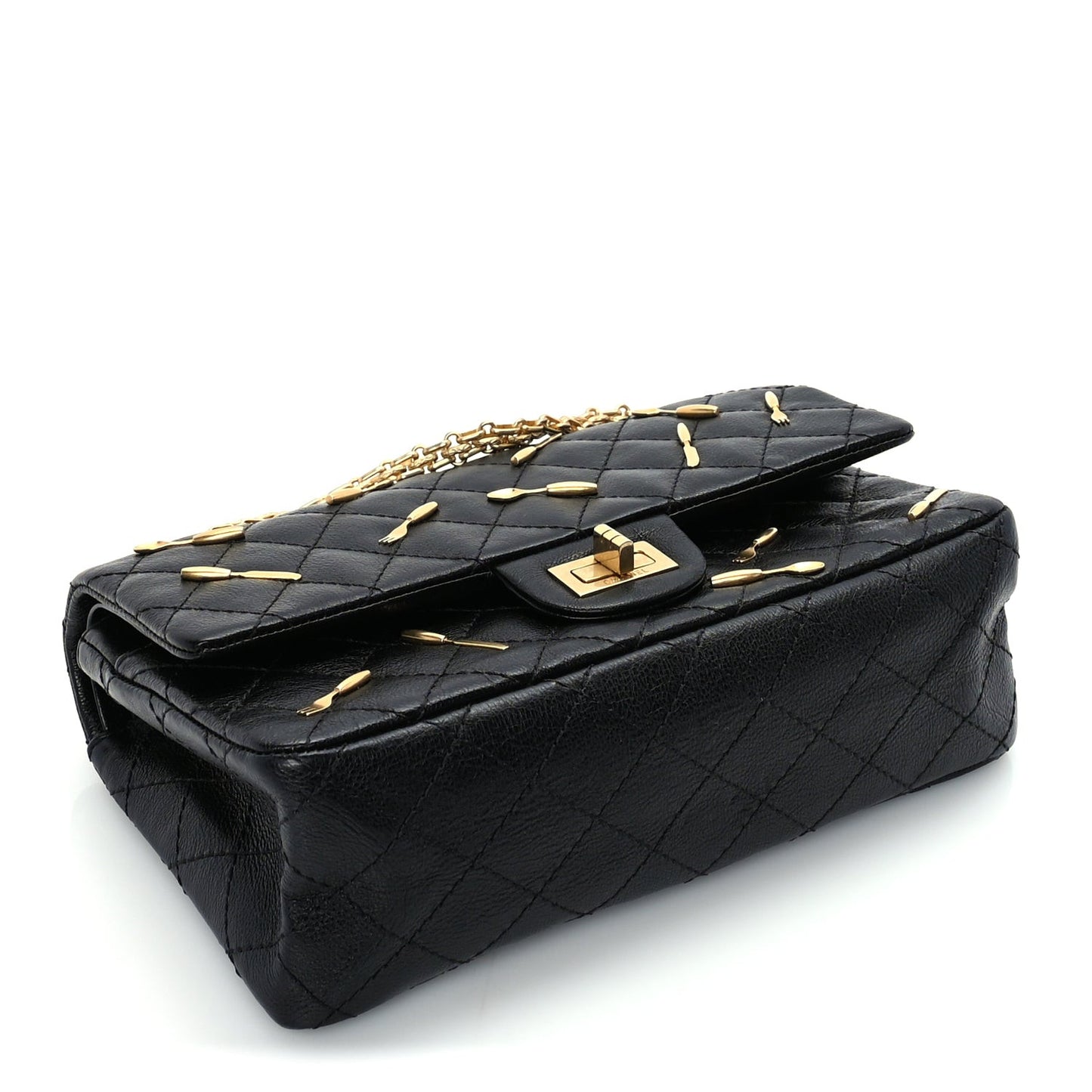 Calfskin Quilted Spoon Charms Brasserie 2.55 Reissue 225 Flap  Black