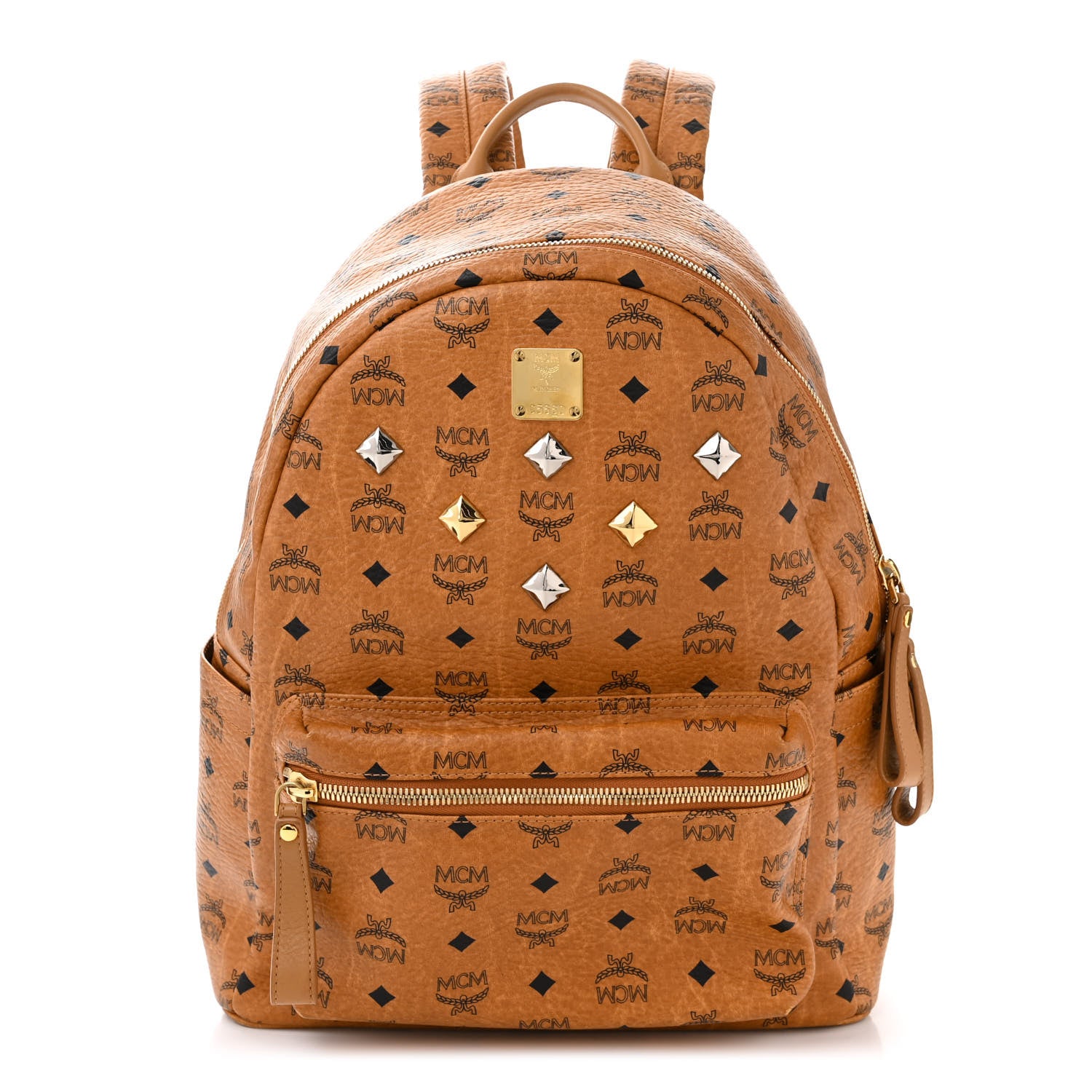 MCM Visetos Medium Sprinkle Stud Stark Backpack Cognac 1 of 11