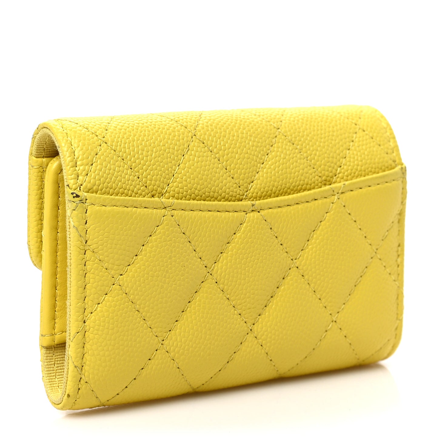 Caviar Quilted Classic 4 Key Holder Wallet Yellow