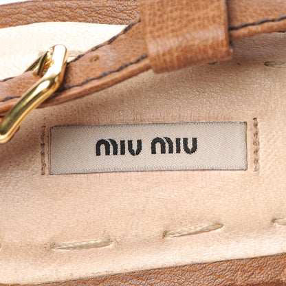 Miu Miu Calfskin Patchwork Wedge Sandals 34.5 Brown 9 of 13
