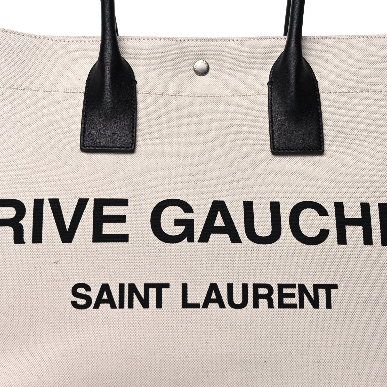Saint Laurent Linen Calfskin Small Rive Gauche Tote  Greggio Natural 6 of 8