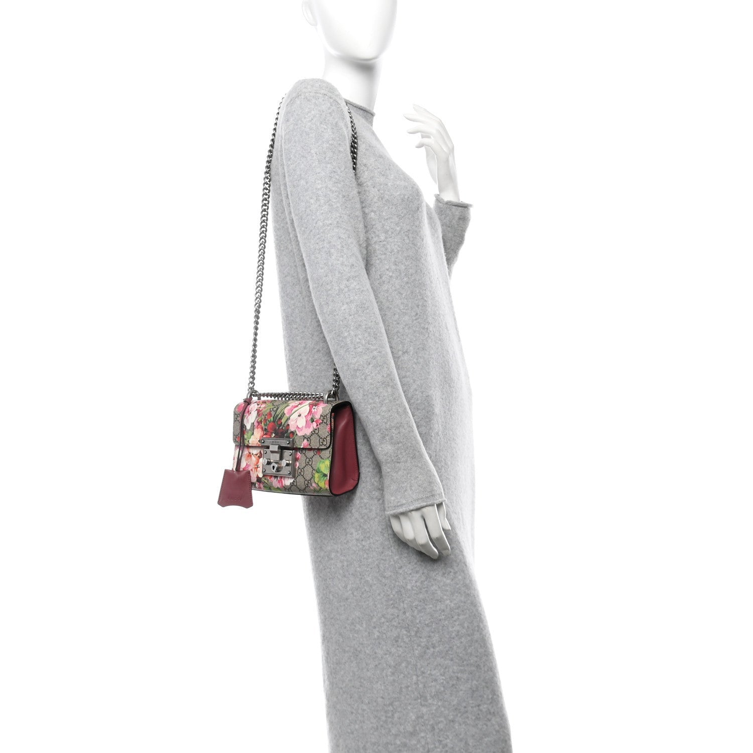 Gucci GG Supreme Monogram Blooms Small PadLock Shoulder Bag Beige Multicolor Dry Rose 2 of 7