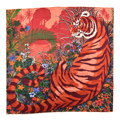 Hermes Silk Tyger Tyger Scarf 90 Saumon Corail Vert 1 of 5