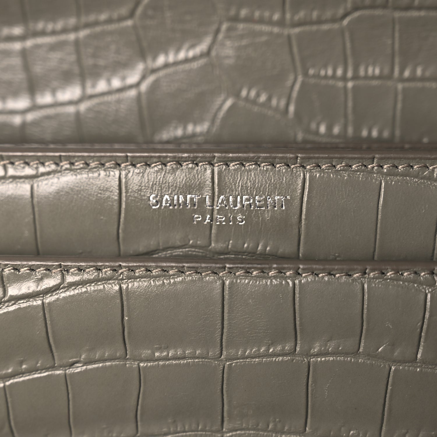 Saint Laurent Calfskin Crocodile Embossed Medium Monogram Sunset Fog 5 of 8