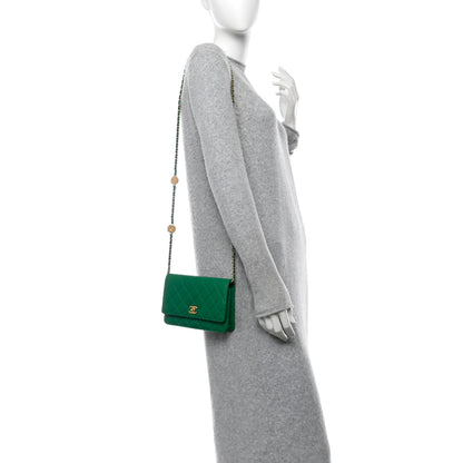 Chanel Caviar Quilted Coco Stamps Wallet On Chain WOC Green 2 of 12