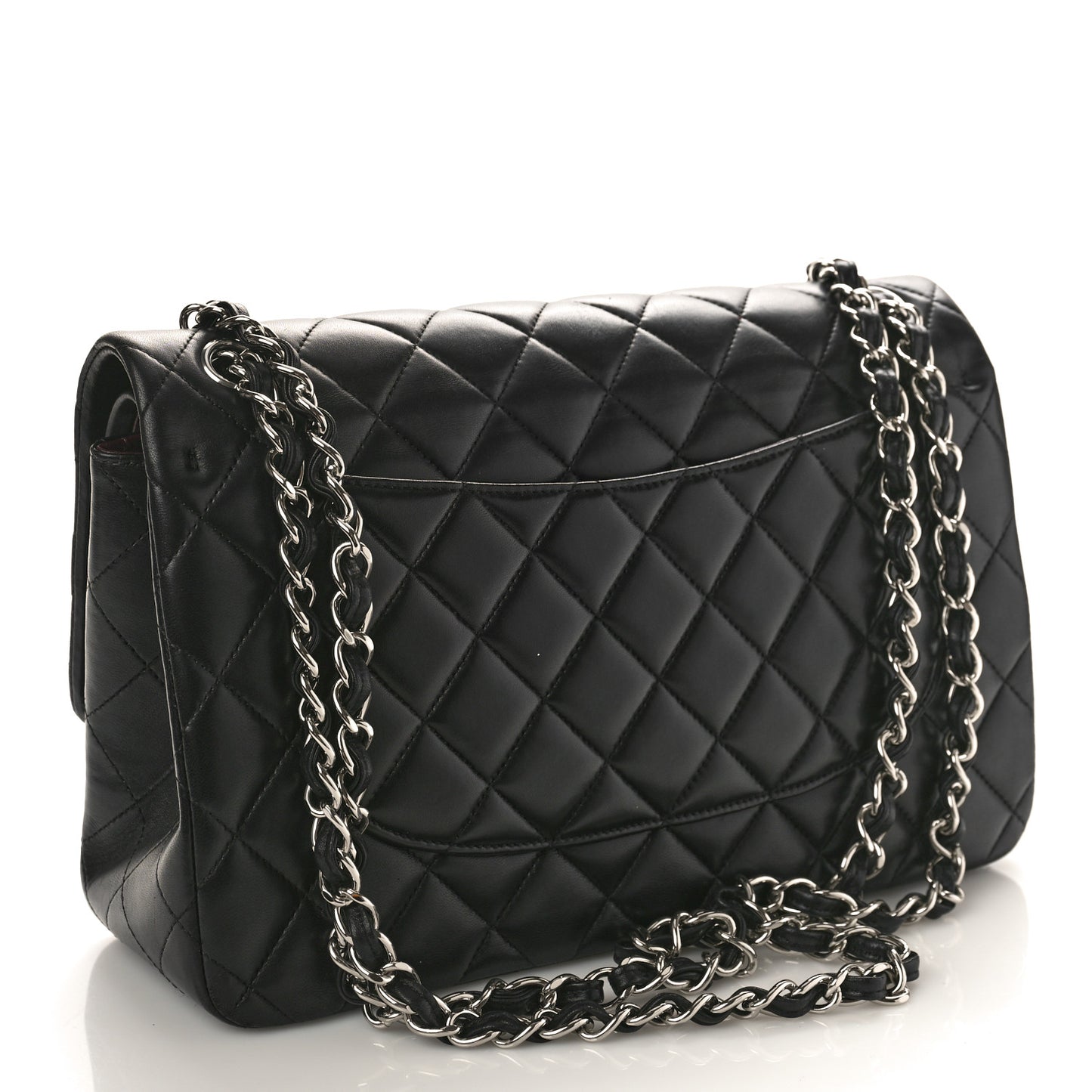 Lambskin Quilted Jumbo Double Flap Black