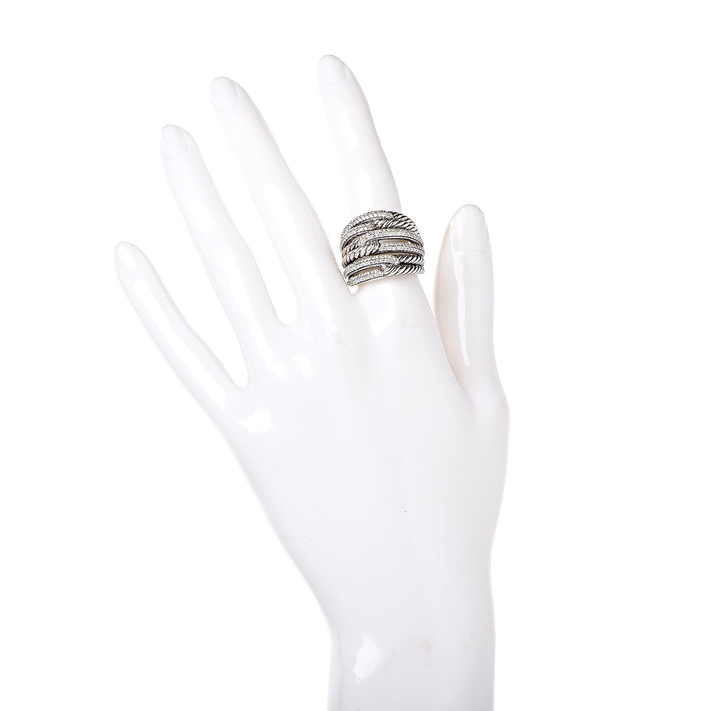 Sterling Silver Diamond 19mm Labyrinth Triple Loop Ring 52 6