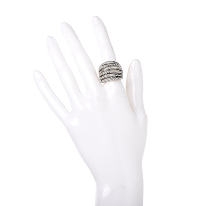 David Yurman Sterling Silver Diamond 19mm Labyrinth Triple Loop Ring 52 6 2 of 6