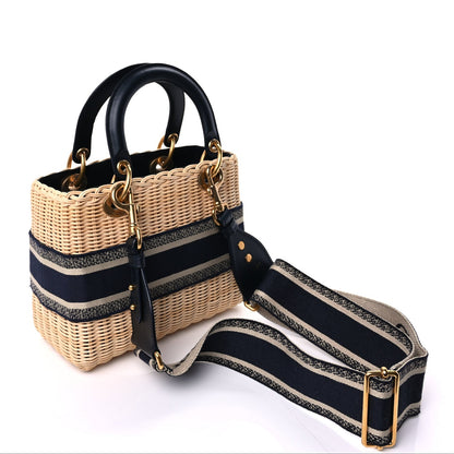 Christian Dior Wicker Oblique Medium Lady Dior Bag Blue Multicolor 3 of 8