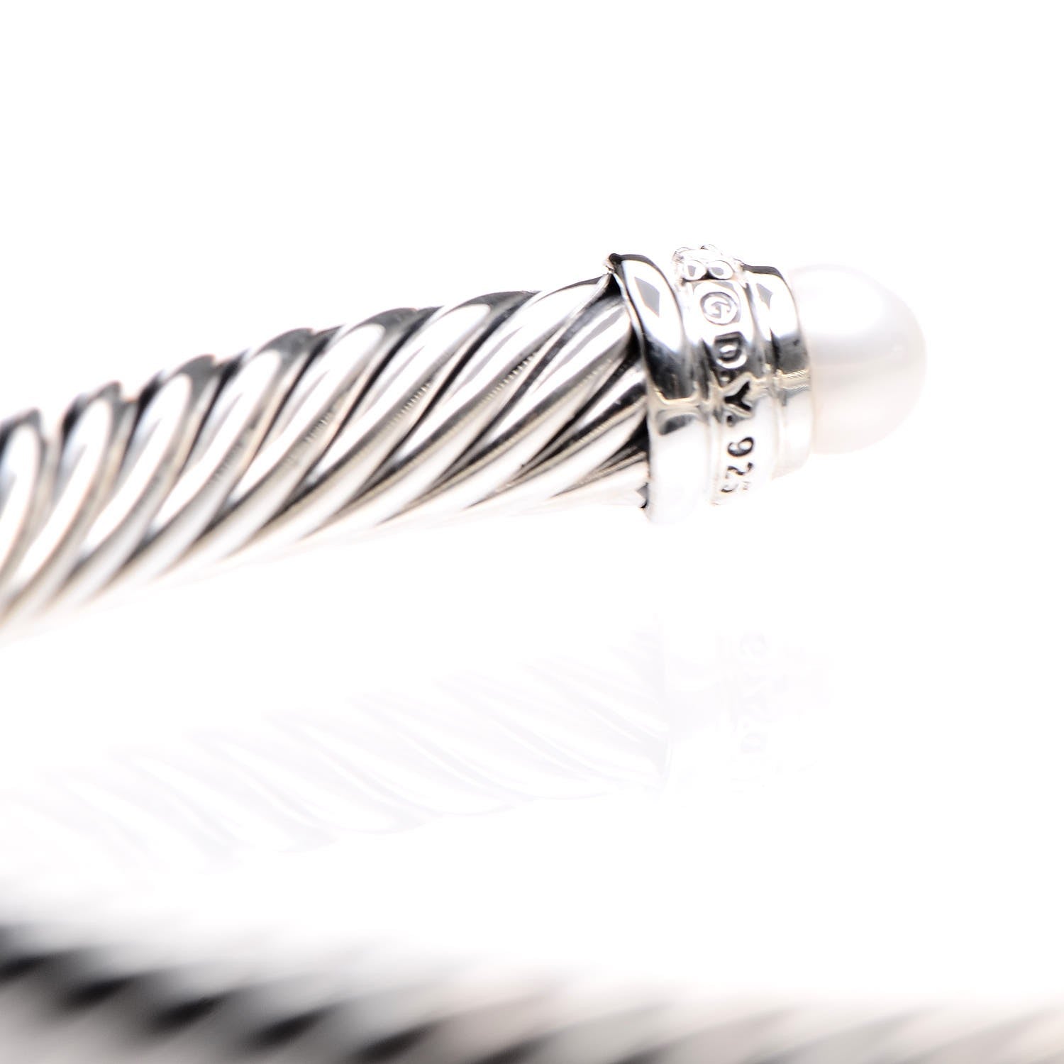 David Yurman Sterling Silver Diamond Pearl 5mm Cable Classics Bracelet 4 of 5