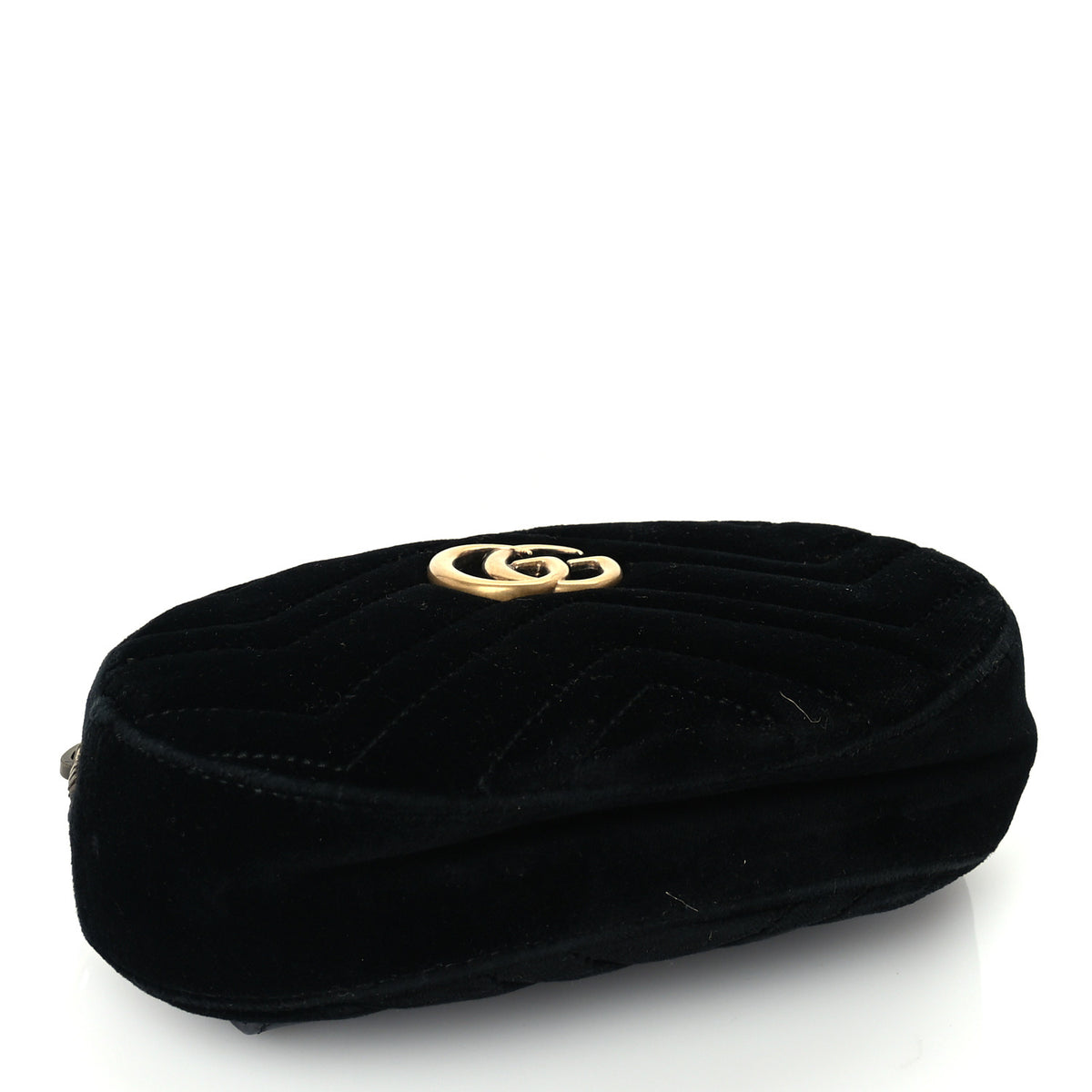Gucci Velvet Matelasse GG Marmont Belt Bag  95 38 Black 3 of 8