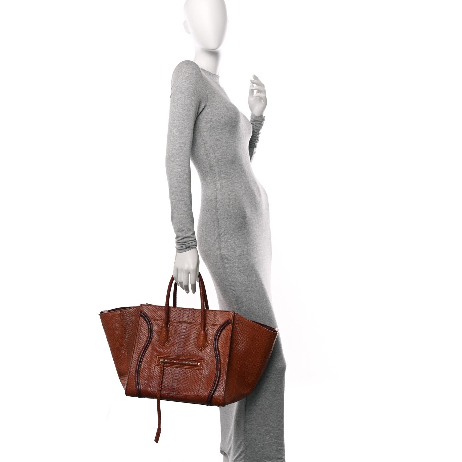 Celine Snakeskin Medium Phantom Luggage Chestnut 2 of 13