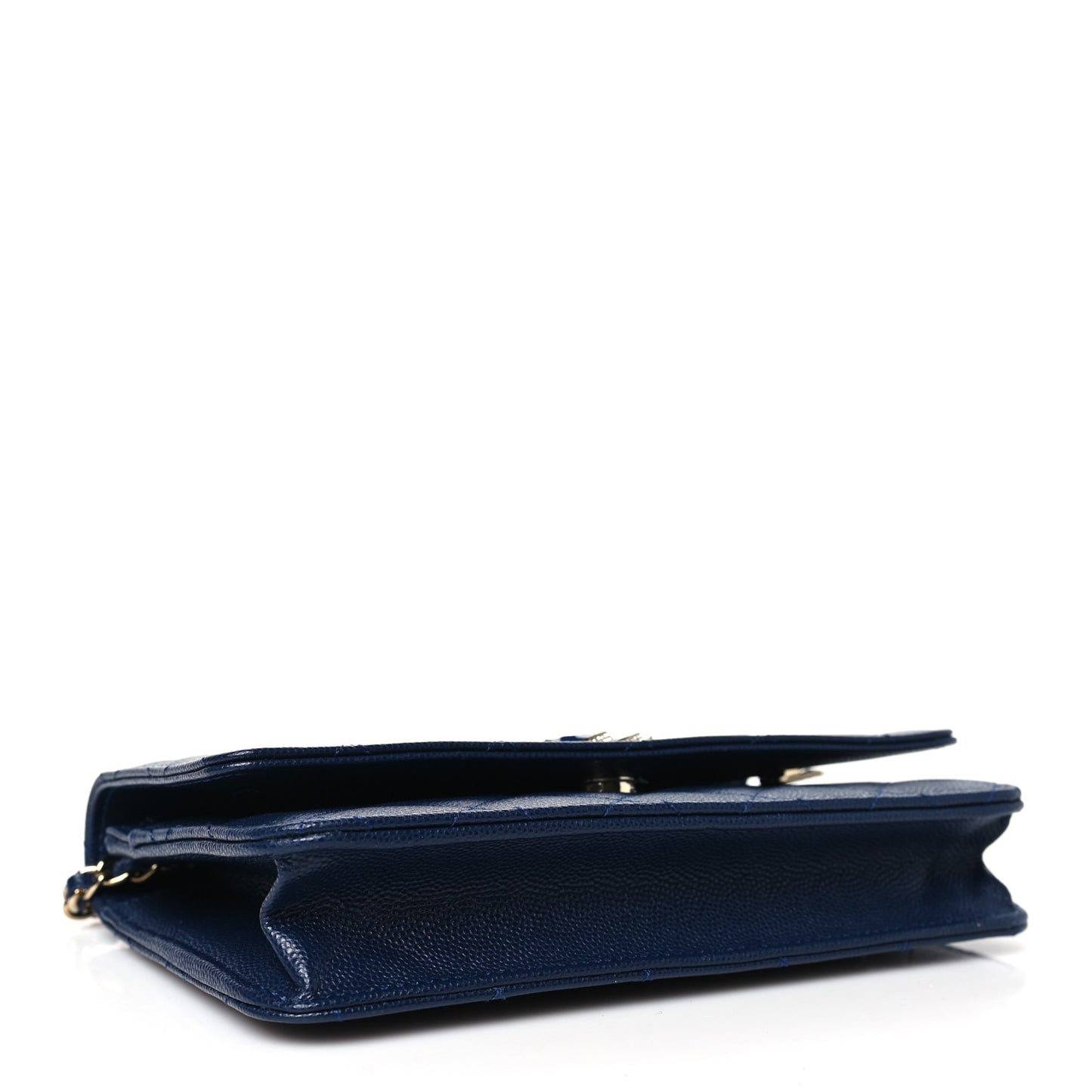 Caviar Quilted Crystal Enamel CC Wallet On Chain WOC Navy