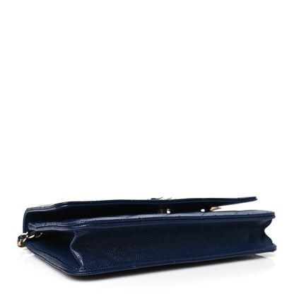Chanel Caviar Quilted Crystal Enamel CC Wallet On Chain WOC Navy 4 of 12