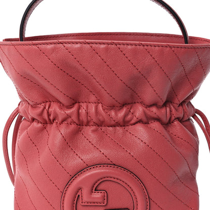 Gucci Sakai Be Green Calfskin Diagonal Stitched Mini Blondie Bucket Bag Pink 6 of 8