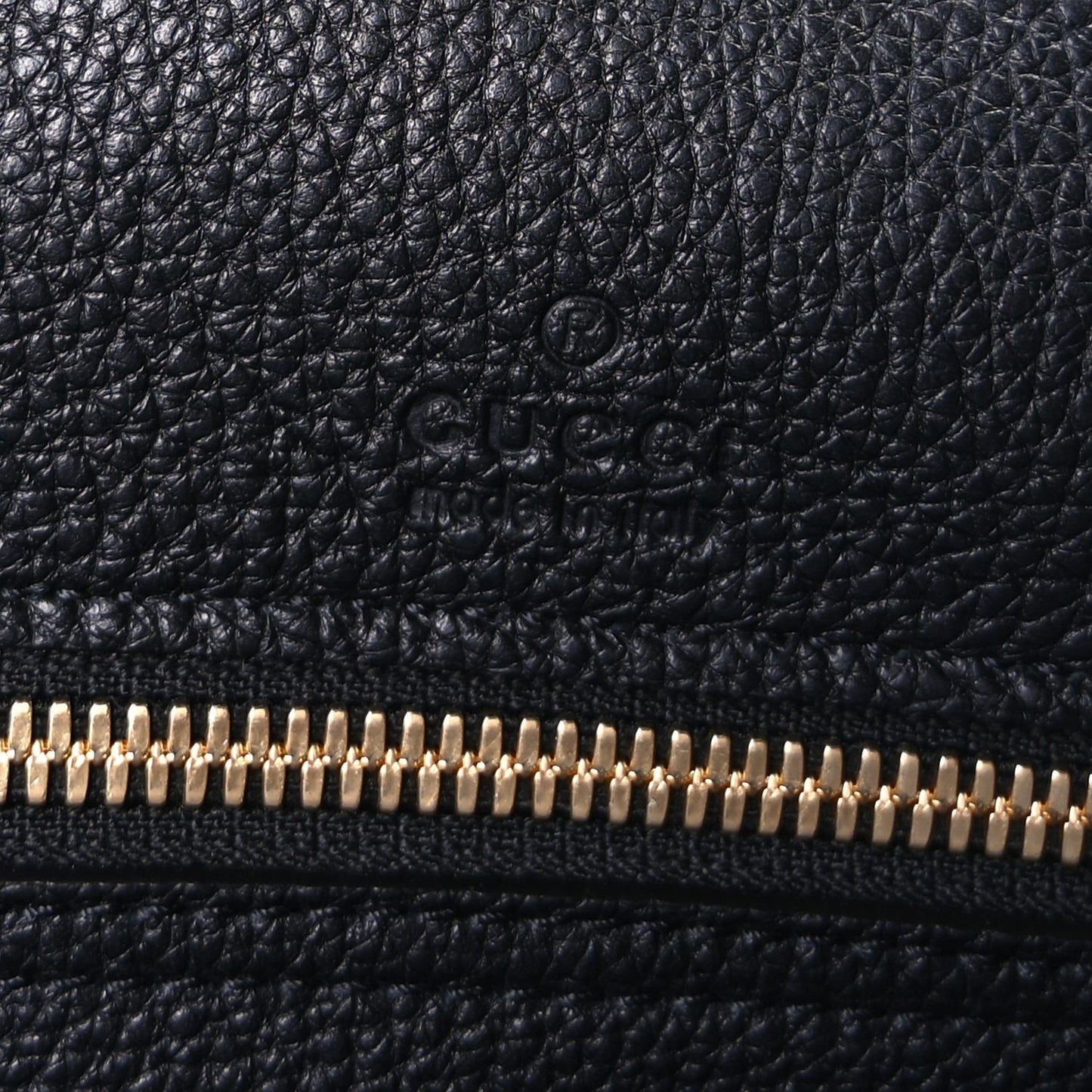 Grained Calfskin Logo Embossed Large Tote Black