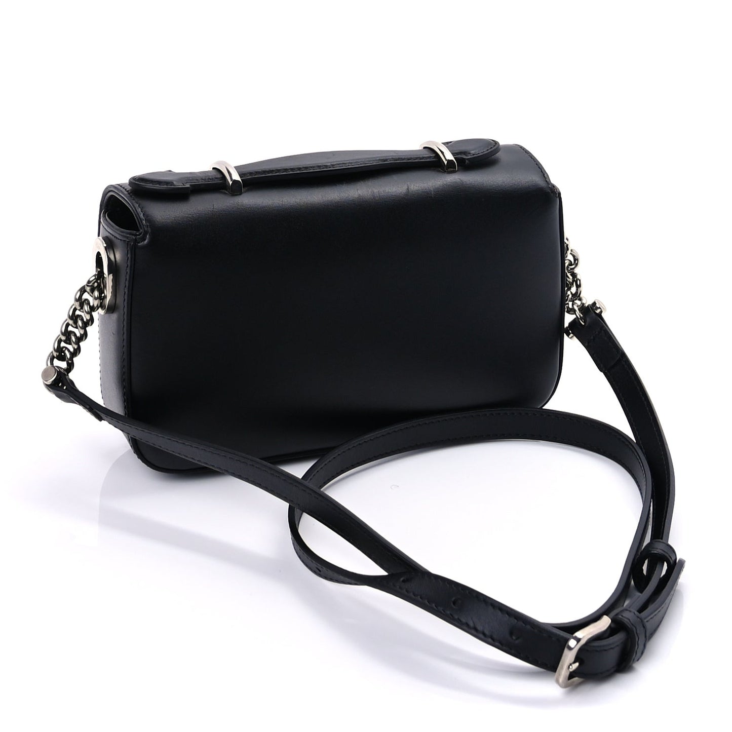 Senna Calfskin Petite GG Top Handle Shoulder Bag Black