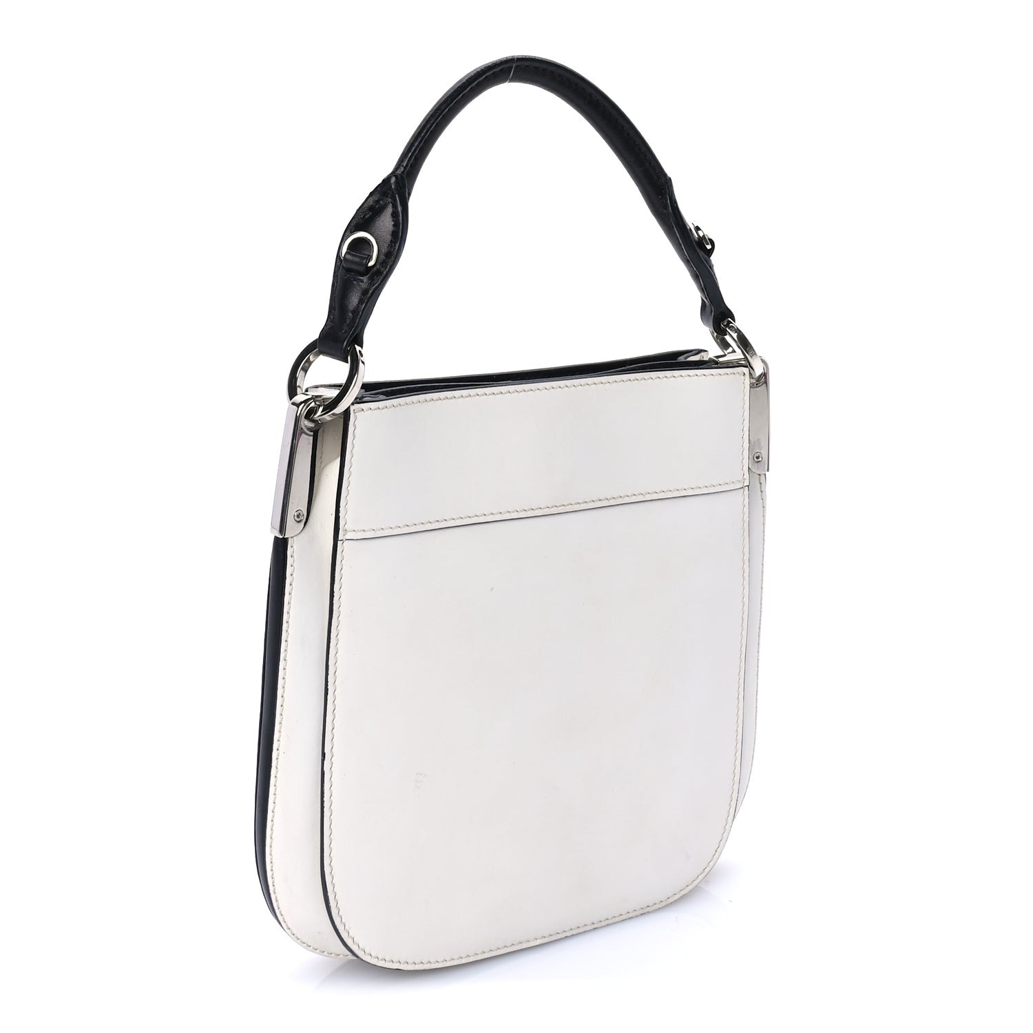Prada City Calfskin Small Margit Bag  White Black 2 of 7