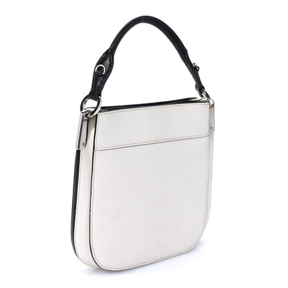 Prada City Calfskin Small Margit Bag  White Black 2 of 7