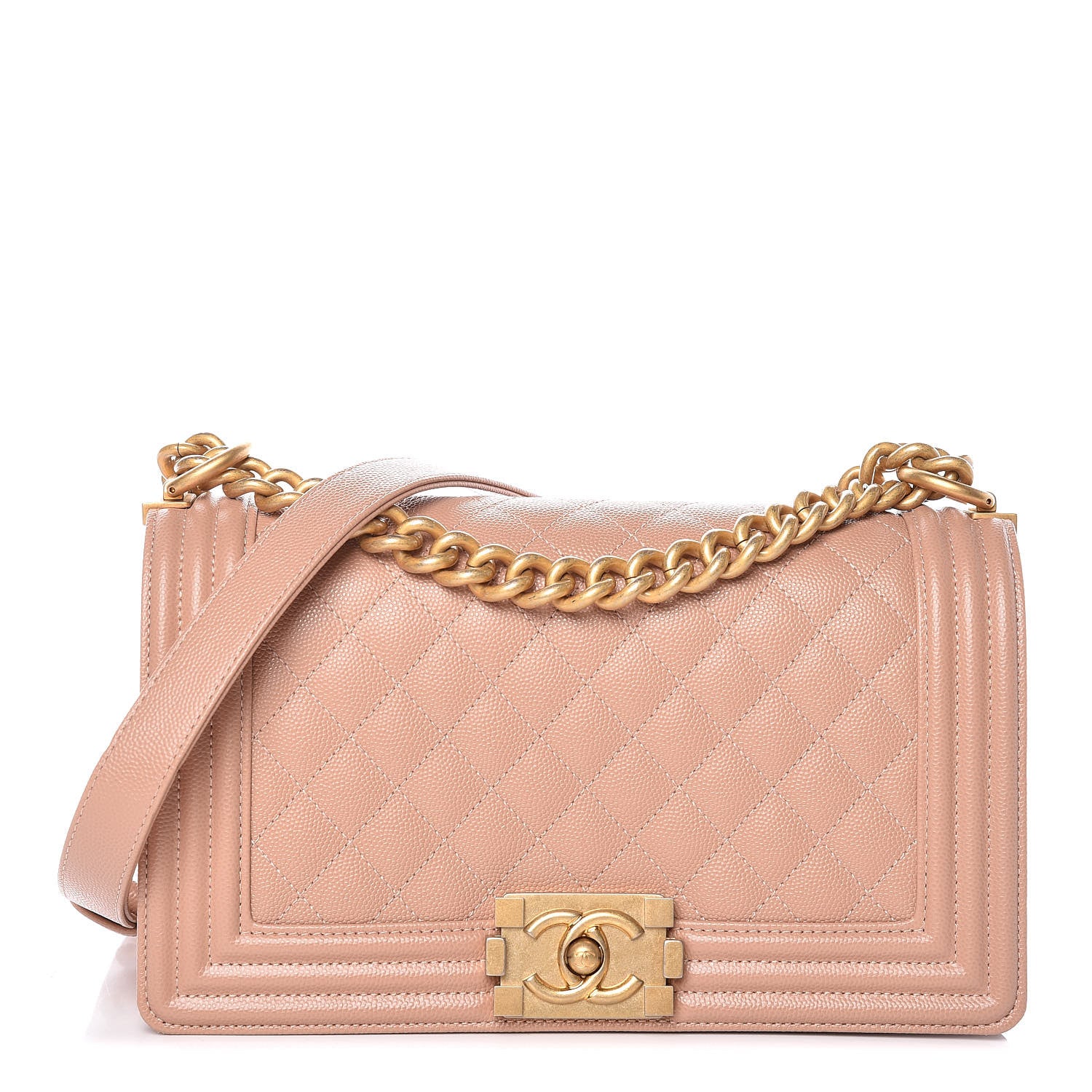 Chanel Caviar Quilted Medium Boy Flap Beige 1 of 16