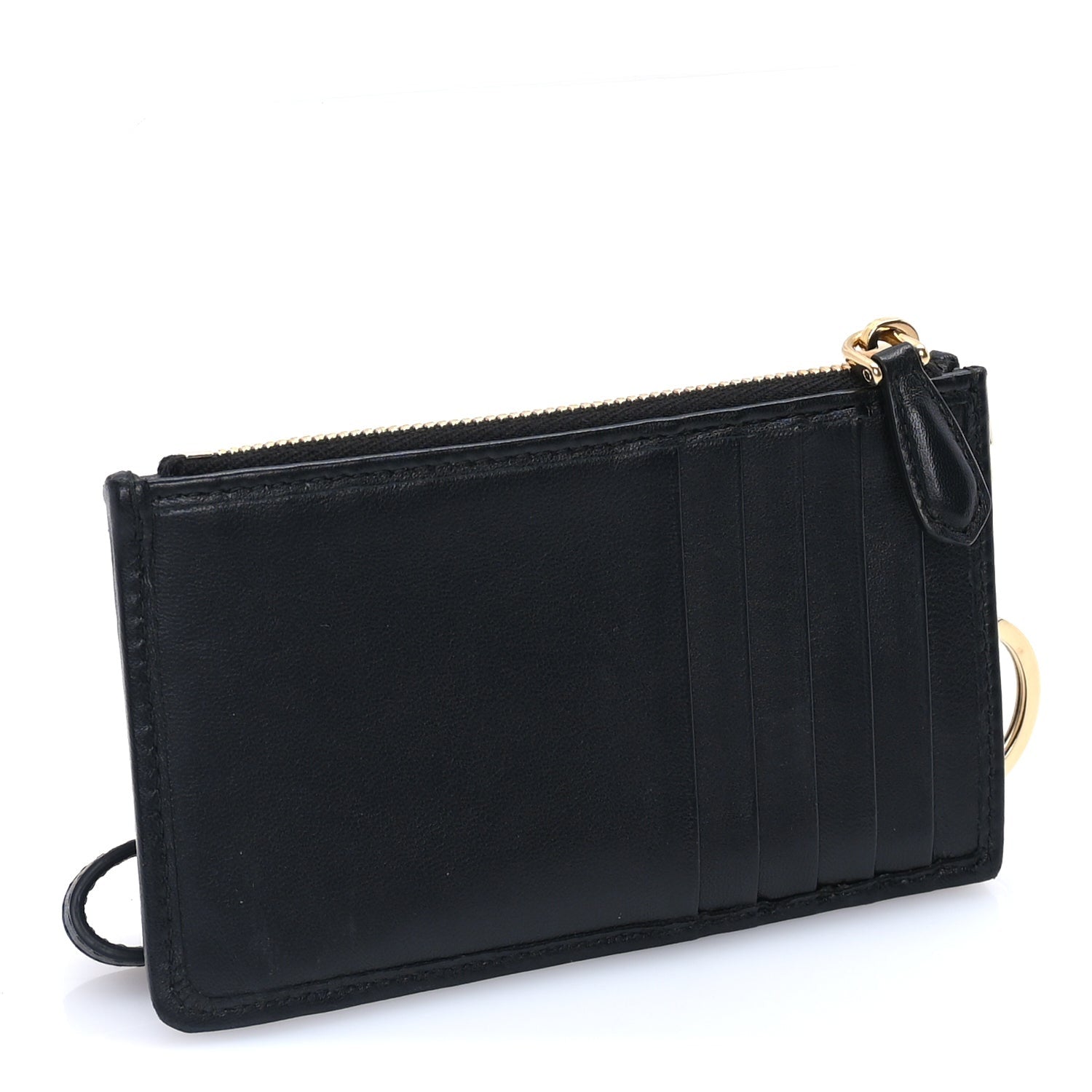 Prada Nappa Quilted Triangle Zip Card Holder  Black 3 of 6