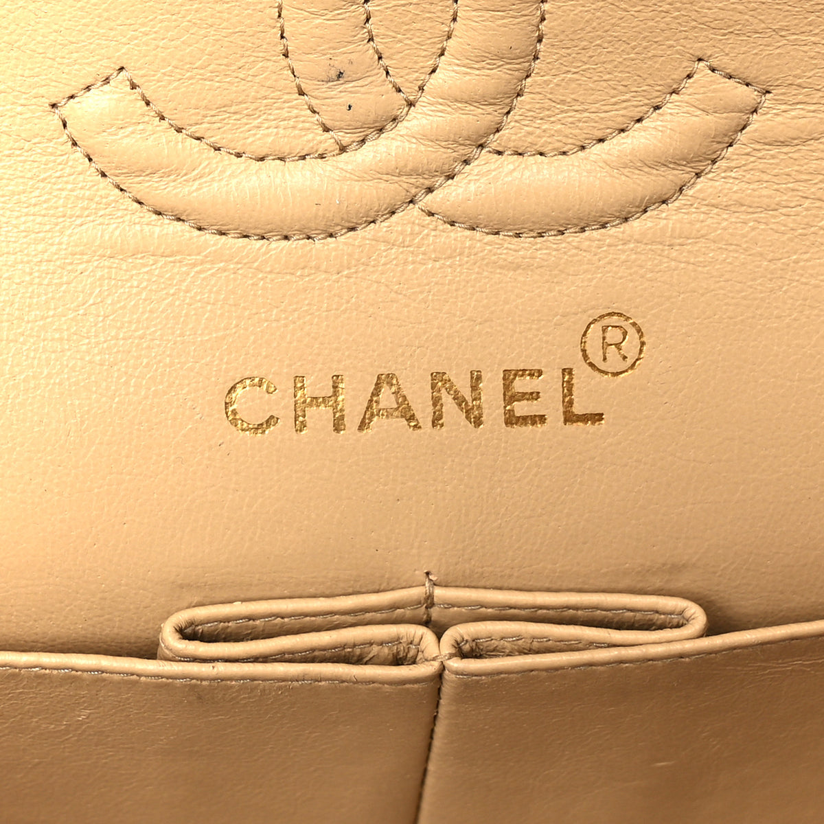 Lambskin Quilted Small Double Flap Beige