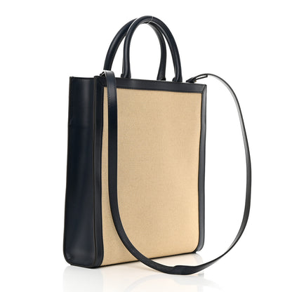 Celine Canvas Calfskin Small Vertical Cabas Vanilla Navy 3 of 11