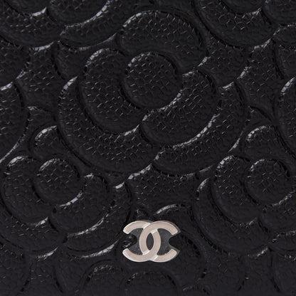 Chanel Caviar Camellia Embossed Wallet On Chain WOC Black 8 of 11