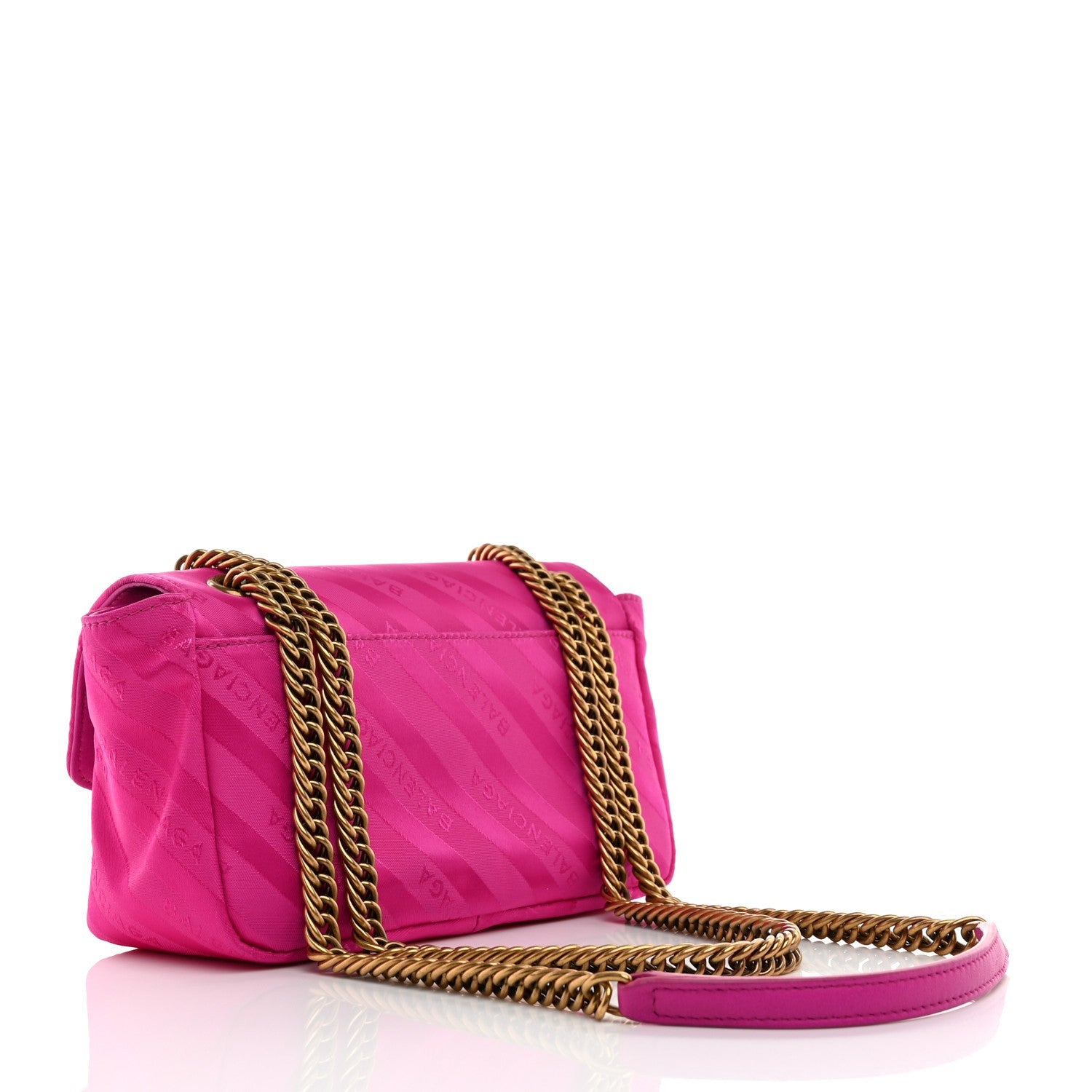Balenciaga Nylon Jacquard Diagonal Logo S BB Round Shoulder Bag Rose Magenta 3 of 7