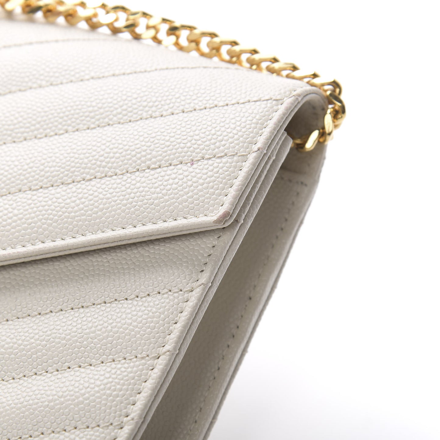 Grain De Poudre Matelasse Chevron Monogram Envelope Chain Crema Soft