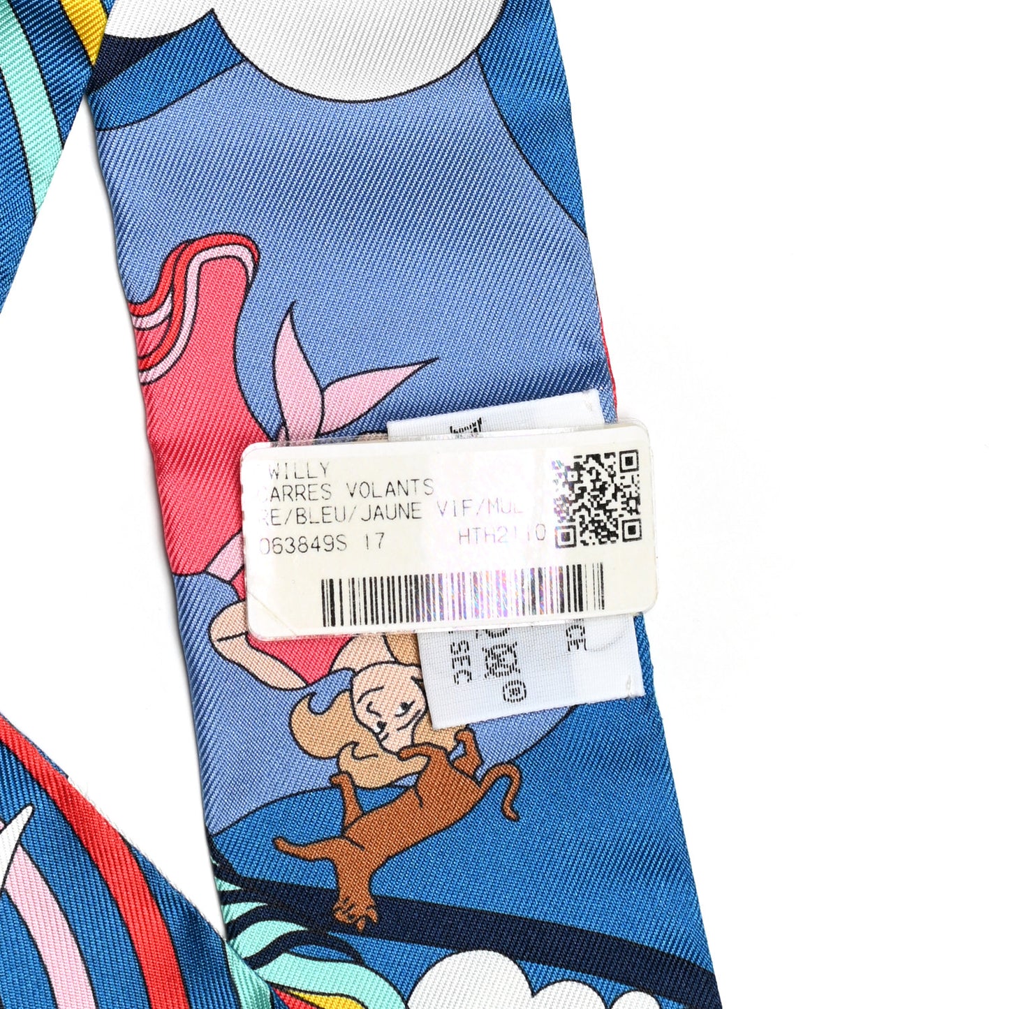 Silk Carres Volants Twilly Bleu Jaune Vif Multicolor