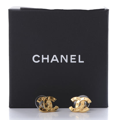 Chanel Metal CC Paris Button Stud Earrings Gold 5 of 5