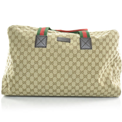 Gucci GG Monogram Web Large Collapsible Carry On Duffle Beige Brown 1 of 10