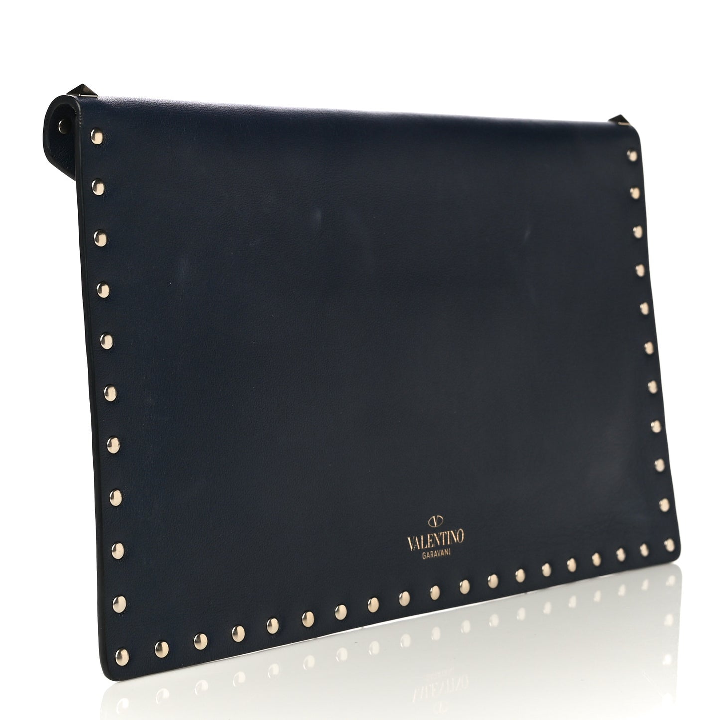 Vitello Large Rockstud Envelope Clutch Navy