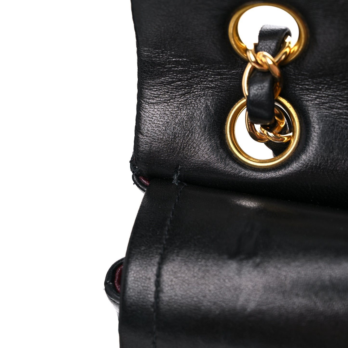 Lambskin Quilted Medium Double Flap Black