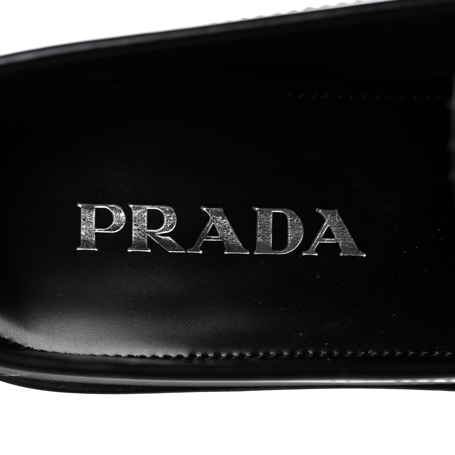 Prada Spazzolato Metal Triangle Logo 20mm Loafers 36 Black 7 of 10