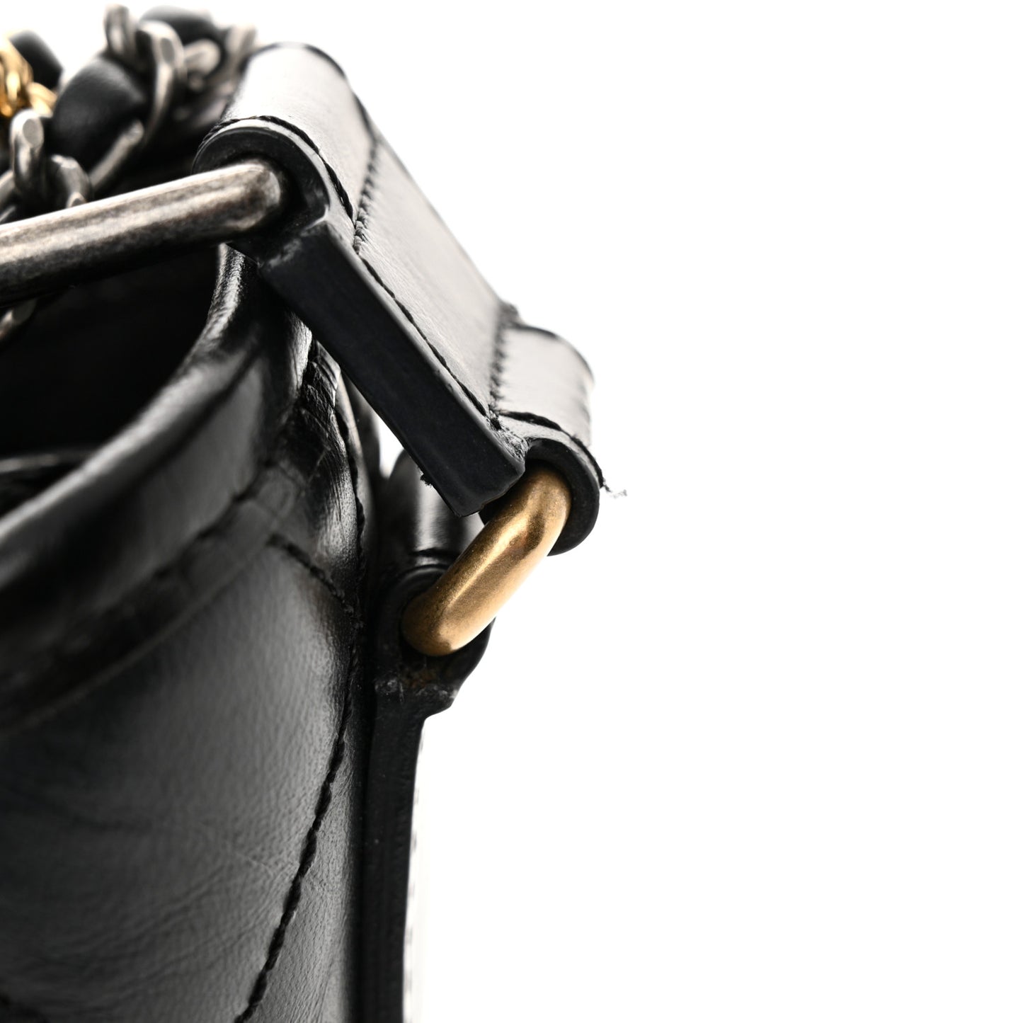 Aged Calfskin Quilted Small Gabrielle Hobo Black