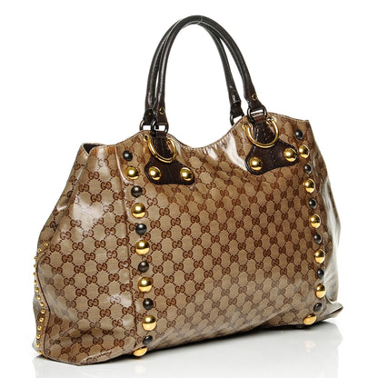 Gucci Crystal Monogram Large Babouska Tote Dark Brown 3 of 6