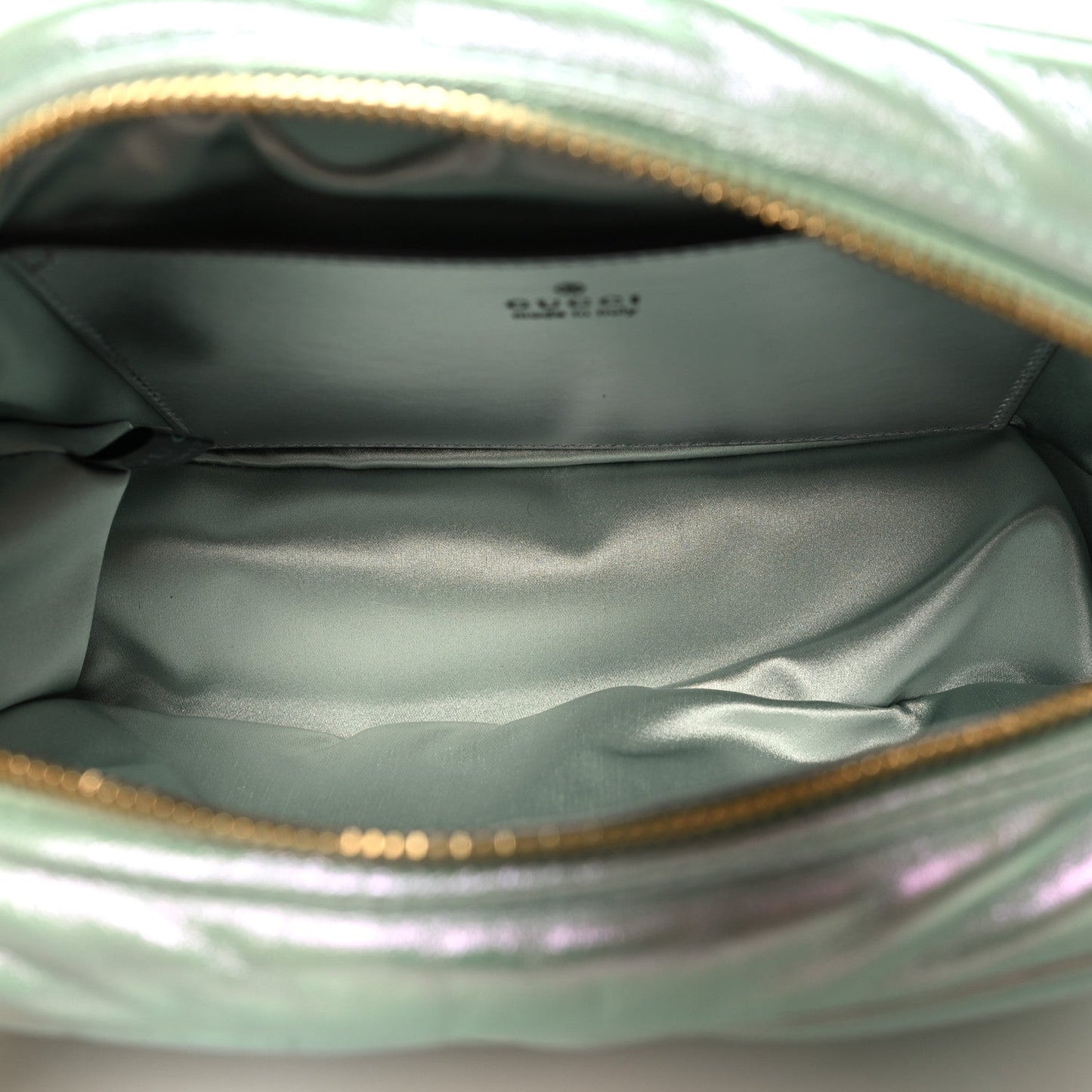 Iridescent Nappa Chevron Matelasse Small GG Marmont Chain Shoulder Bag Iridescent Salvy Green