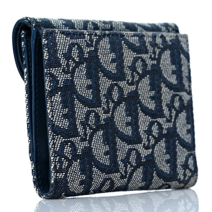 Christian Dior Monogram Compact Saddle Wallet Blue 3 of 9