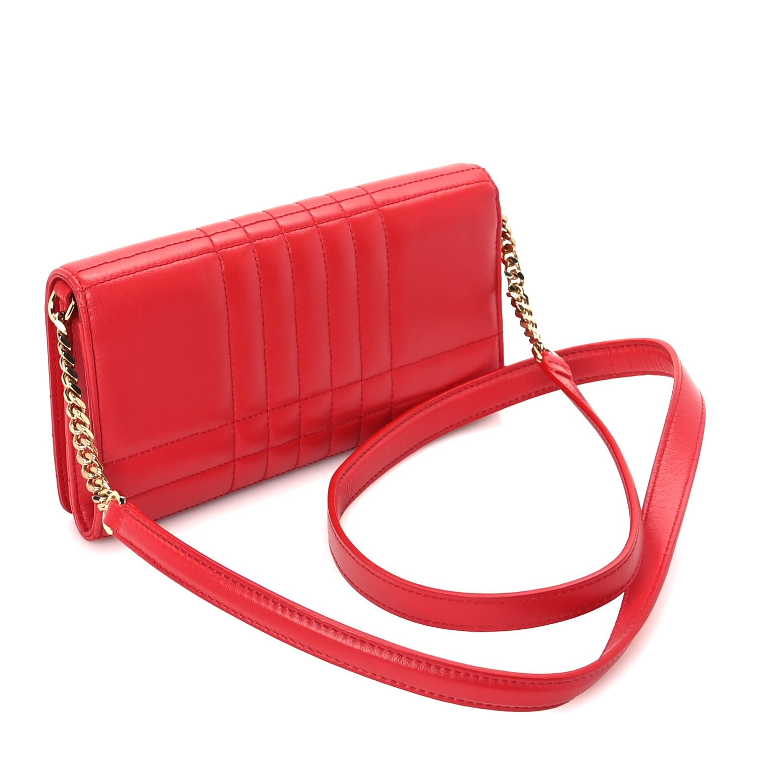 Burberry Lambskin Quilted Lola Chain Wallet  Bright Red 2 of 8