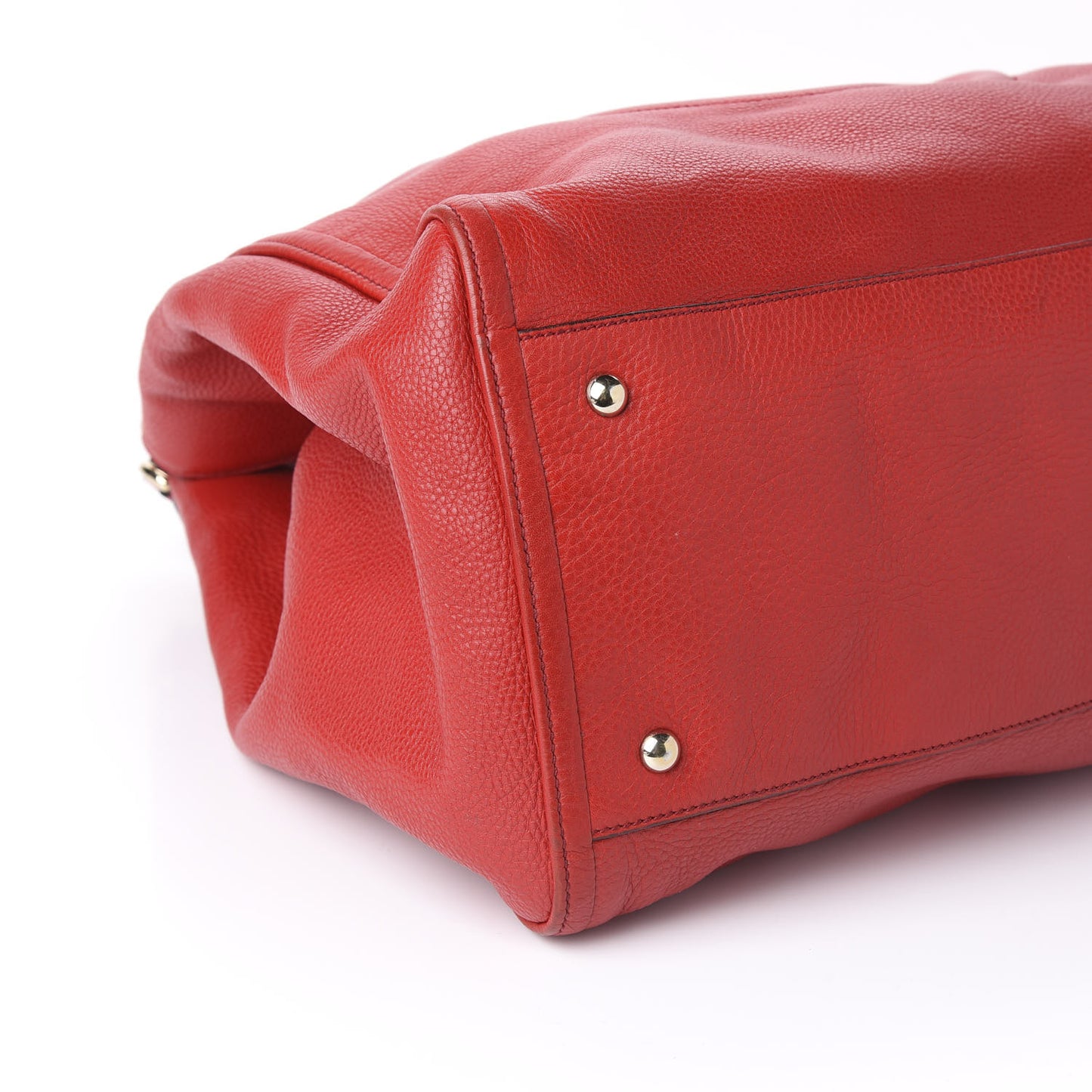 Pebbled Calfskin Large Soho Shoulder Bag Red
