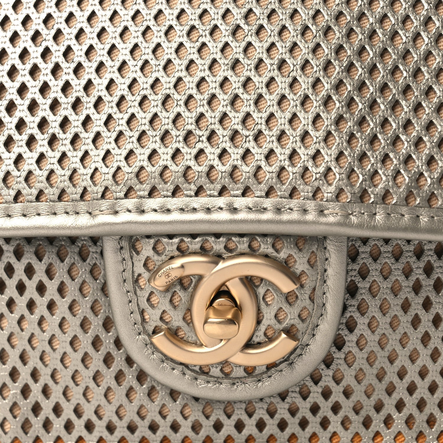 Chanel Perforated Calfskin Large Up In The Air Flap Light Gold 7 of 9