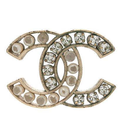 Chanel Pearl Crystal CC Earrings Gold 8 of 8