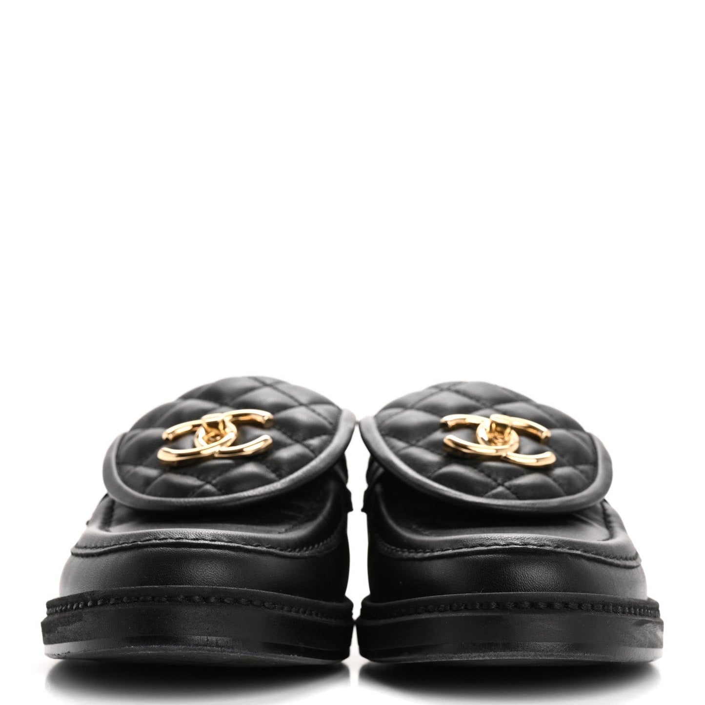 Lambskin Quilted CC TurnLock Loafers 36 Black