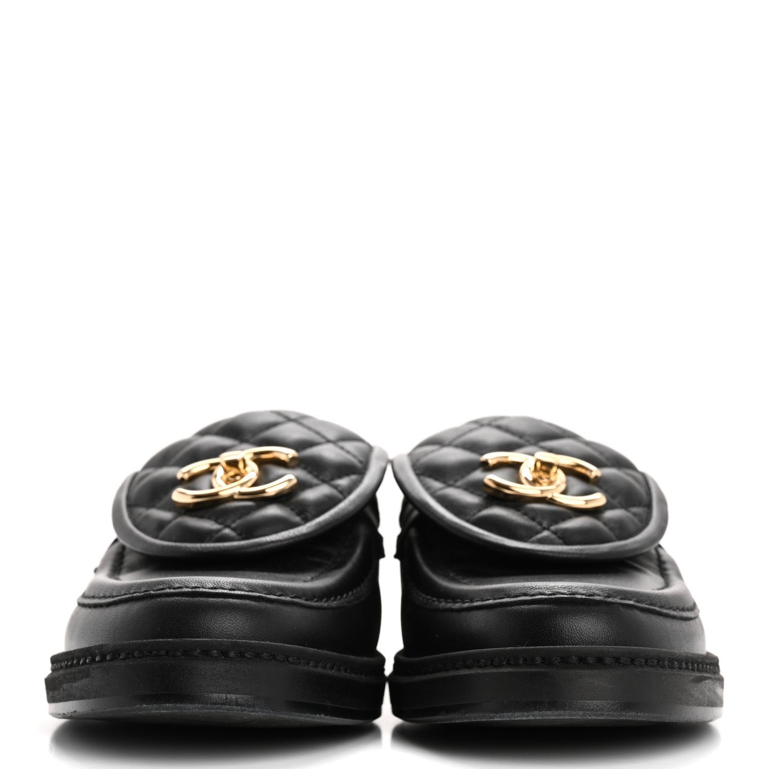 Chanel Lambskin Quilted CC TurnLock Loafers 36 Black 3 of 7