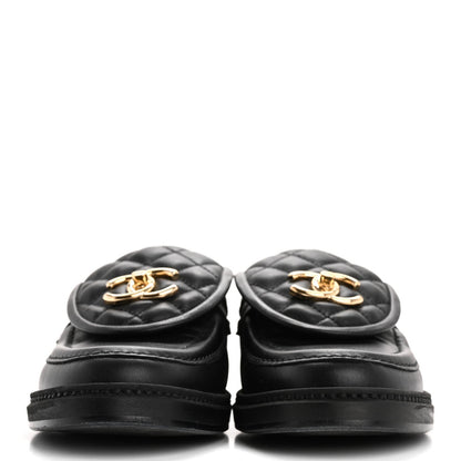 Chanel Lambskin Quilted CC TurnLock Loafers 36 Black 3 of 7