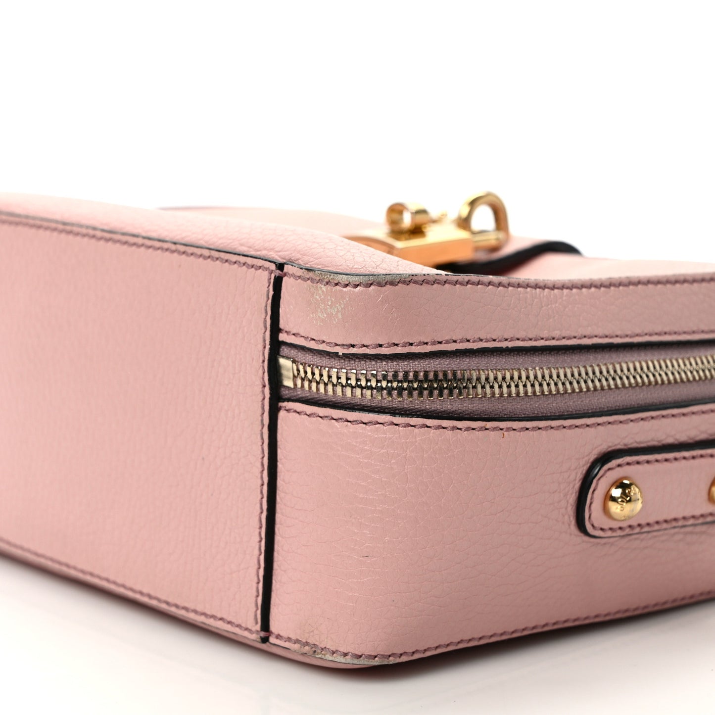 Drummed Calfskin Rosaria Shoulder Bag Pink