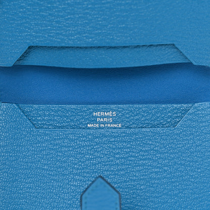 Hermes Chevre Mysore Bearn Card Holder Wallet Bleu Paradis 6 of 8